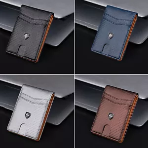 Portafoglio Uomo Slim Pelle Bifold RFID Porta Carte di Credito ID Tasca Borsetta - Foto 1 di 39