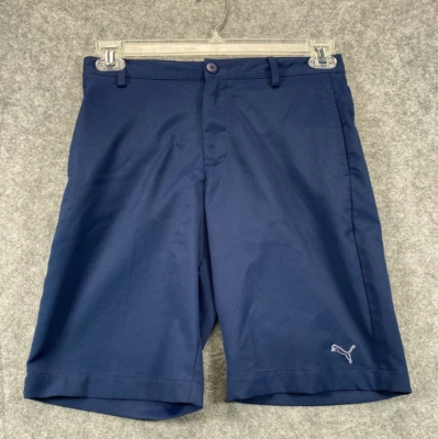 PUMA Sport Shorts Teen Boy Large Men 29 Blue White Puma Logo Bermuda Chino - Image 1 of 4