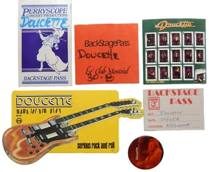DOUCETTE BAND 70s 80s Backstage Passes Pinback Impresionantes Pegatinas Promocionales RARO LOTE DE 6 - Imagen 1 de 6
