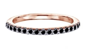 1/4ct Natural Black Diamond Eternity Engagement Wedding Band Ring 10K Gold - Picture 1 of 13