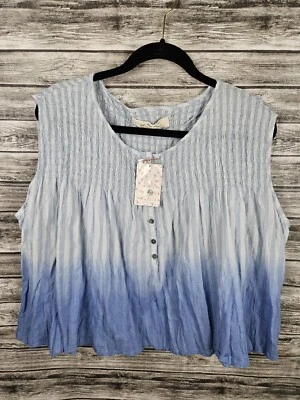 Camiseta sin mangas We The Free azul ombre calada de gran tamaño para mujer talla S nueva con etiquetas Foto 1 de 4