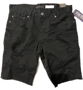 Aeropostale Slim Cut Off Jean Shorts Mens Size 28 Distressed Black Denim - Picture 1 of 13