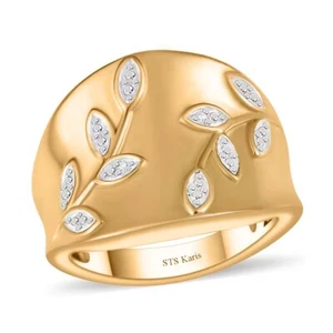 Neu im Karton Karis Diamant Akzent Blatt Ring in 18K YG plattiert Größe 6 - Bild 1 von 6