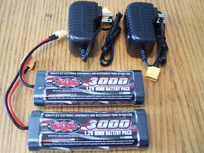 2 RC4WD Trail Finder 3000mah 7.2V 6 Cell Ni-mh Batteries & 2 Wall Chargers XT60 - Image 1 of 4