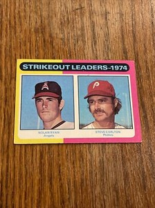 1975 Topps Strikeout Leaders #312 Nolan Ryan Steve Carlton Angels Phillies EX+