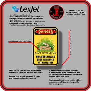 Danger Dont Tread On Me Waterproof Sticker Decal for Water Bottles & Laptops - Picture 1 of 2