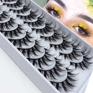 10Pairs 3D Mink False Eyelashes Wispy Cross Long Thick Soft Fake Eye Lashes UK - Picture 1 of 19