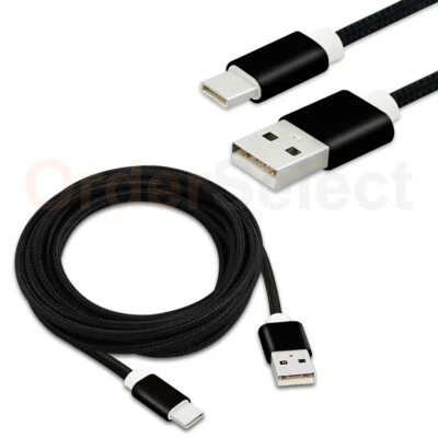 USB Type-C 10FT Braided Cable for HTC U Play/U Ultra/U11/U11 life/U12+/Bolt/10 - Image 1 of 4