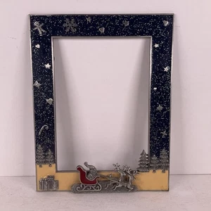 "Marco de fotos de Navidad de renos trineo de Papá Noel esmaltado 3D 9x7"" se adapta a 6,75x5""" - Imagen 1 de 4