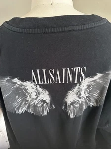 All Saints Graphic Print Crewneck Sweatshirt Black Wings Size Large - Picture 1 of 6