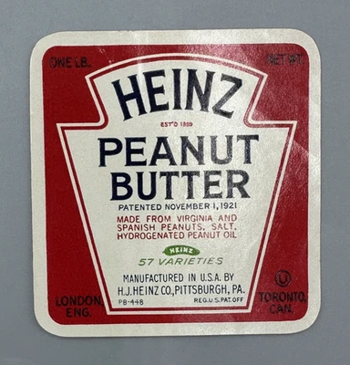 1930s HEINZ Pickle PEANUT BUTTER  One Lb Advertising Label Vintage Original - Image 1 of 4