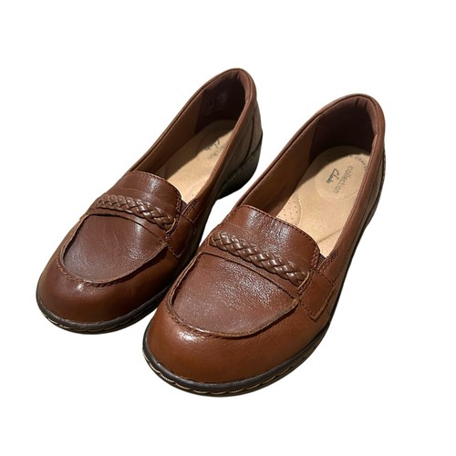 Mocassini Clarks Collection donna Cora Viola pelle marrone treccia accento 7 5 M