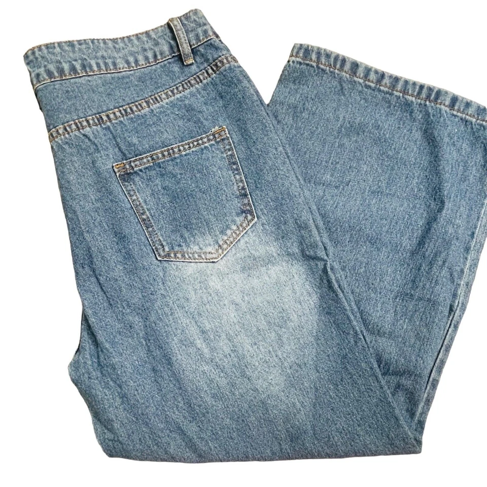 Rainbow Patch Blue Jeans Trendy Large - Image 1 of 4