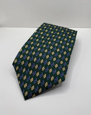 Corbata de seda Chaps Ralph Lauren para hombre - tema de golf diamante verde Foto 1 de 4