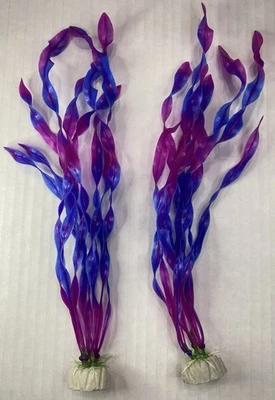 10 Pcs Artificial Aquarium Seaweed 12" Purple & Blue Plants Decorations - Image 1 of 4