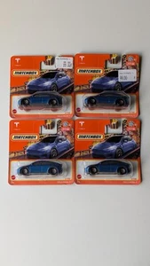 Lot Of 4 Matchbox Short Card Tesla Model Y Blue VHTF Rare - Picture 1 of 1