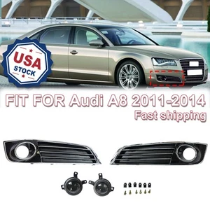 For Audi A8 D4 2011-2014 Front Bumper Fog Light Lamp Covers Mesh Grilles w/ ACC - Picture 1 of 11