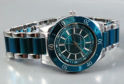 Reloj estilo buzo clásico ANNE KLEIN PLATEADO Y VERDE AZULADO/AZUL ¡Deportivo y bonito! Foto 1 de 4