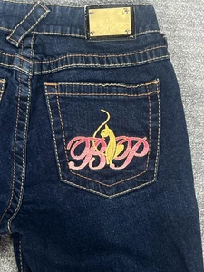 VTG Baby Phat Medium/Dark Wash Jeans Y2K Women's 5 28x28 Gold Cat Pocket Logo - Picture 1 of 11