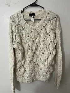 I Jeans By Buffalo Sweater Womens Medium White Long Sleeve Lightweight Pullover - Picture 1 of 5