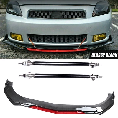 Front Bumper Lip Splitter Spoiler + Strut Rods Carbon Fiber For Scion tc xb - Imagem 1 de 4