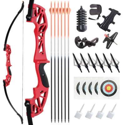 Arco y flechas recurvas de derribo de 54" para adultos principiantes caza y objetivo EE. UU. Foto 1 de 4