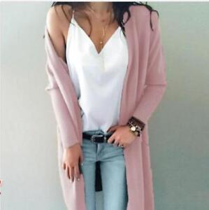 10 Color  European Sweater Long Section Cashmere Double Pocket Cardigan Chic New