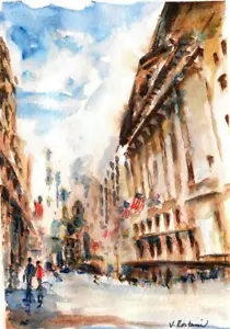 A616-Signed Print of ORIGINAL WATERCOLOR PAINTING, "New York City",Gift idea - Picture 1 of 1