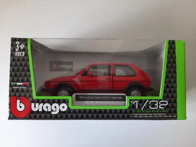 Modellino Statico Volkswagen Golf MK1 GTI (1979) BBurago Auto Rosso Scala 1:32 - Immagine 1 di 2