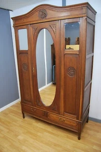 Antiker Jugendstil Kleiderschrank, Dielenschrank, Eiche. ( k108 ) - Bild 1 von 12