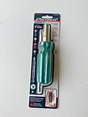 PICQUIC SIXPAC Plus Screwdriver Multi Bit with 7 Hex Powerbits - "Emerald Green" - Image 1 of 3