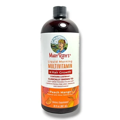 Mary Ruth's Liquid Morning Multivitamin + Hair Growth -Peach Mango- 30oz./887ml - Image 1 of 2