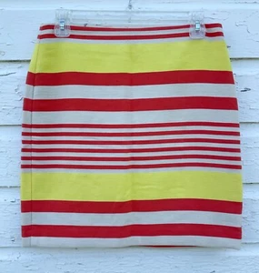Ann Taylor Petite Skirt Womens 4P Lined A-line Yellow Orange Stripe Zipper Back - Picture 1 of 5