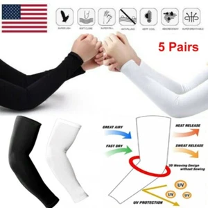 5Pairs Cooling Arm Sleeves Cover Basketball Outdoor Sport UV Sun Protection - Picture 1 of 8