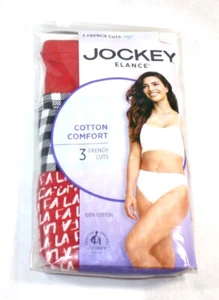 3 pk JOCKEY covered waistband 100% cotton FRENCH CUT RED BLACK BUFFALO FA LA LA - Picture 1 of 3