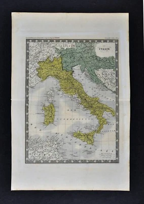 c 1860 Mapa Ansart Italia Austria Croacia Roma Venecia Florencia Nápoles Sicilia Malta Foto 1 de 3