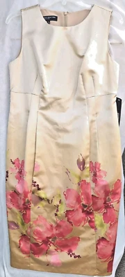 Vestido Vaina Floral Dorado Algodón Mezcla Seda Talla 6 Jones New York Foto 1 de 4