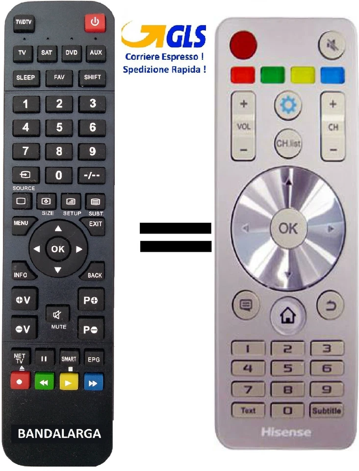 Telecomando gia' programmato per TV HISENSE