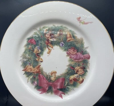 "Plato de cena de Navidad Walt Disney 11"" China Mickey Mouse Tinker Bell Dumbo" Foto 1 de 4