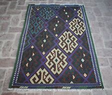 3'4" x 5' Vintage Handmade Afghan Turkmen Yamut Wool Small Persian Kilim Rug 3x5