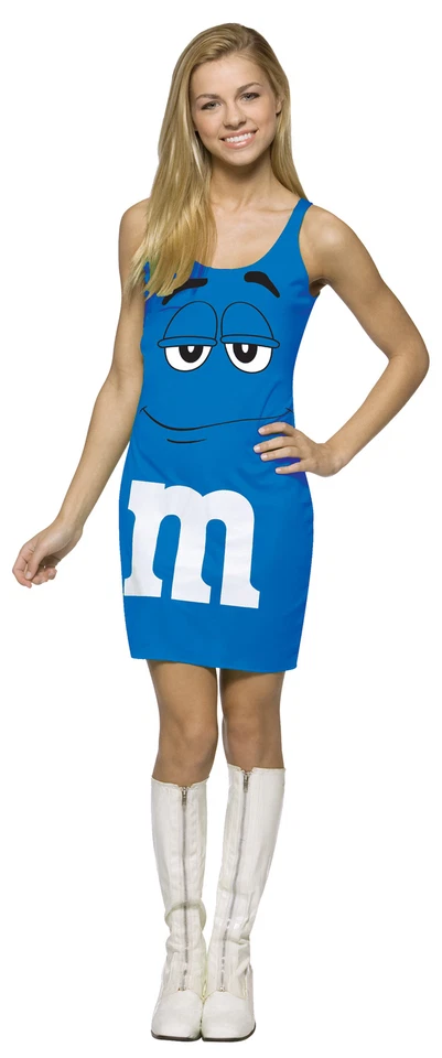 Vestido sin mangas azul M&M'S disfraz adolescente estampado frente vestido de Halloween Rasta Imposta Foto 1 de 1