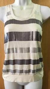 Top EXPRESS Mujer Talla XS Blanco Metálico Lentejuelas Espalda Corredora Cintura Lateral Ajustada - Imagen 1 de 7