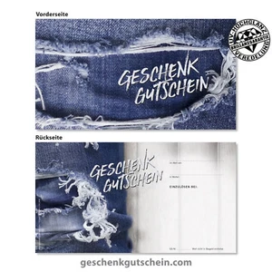 Gutscheinkarten "Standard" für Mode Fashion Bekleidung Boutiquen Jeans FA1267 - Bild 1 von 1