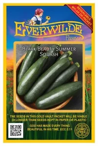 40 Black Beauty Summer Squash Seeds - Everwilde Farms Mylar Seed Packet - Picture 1 of 3