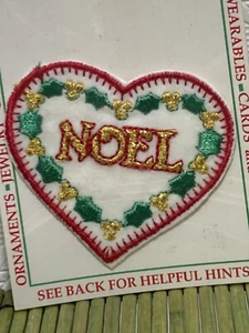 Vintage Wrights Weihnachten Nähen Applikation Patch Noel Stechpalme weiß Herz - Bild 1 von 3
