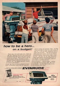 1960 Evinrude Big Twin Outboard Motor Original Color Ad - Picture 1 of 1