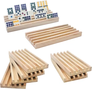 Wooden Domino Trays/Racks Set of 8 Mexican Train Domino Trays/Racks Double 12 Ti - Picture 1 of 12