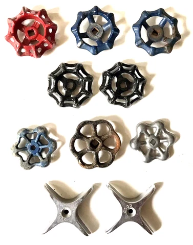 LOT OF 10 WATER FAUCET Metal Valve SPIGOT Handles Knobs ARTS CRAFTS Floral Star Cover