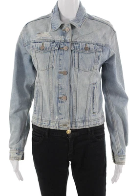 Joes Jeans Women Light Blue Button Collared 90s Jacket Size S - Image 1 of 4
