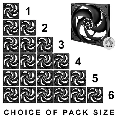 Arctic P14 PWM PST Black 140mm Case Fans 200-1700 RPM 72.8 CFM 12V 4-Pin Pack - Image 1 of 4